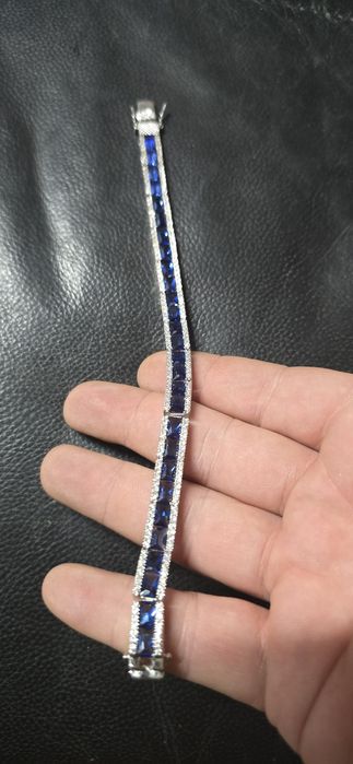 Brățară tenis argint safire