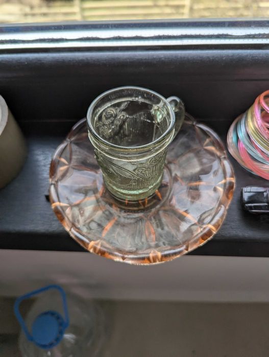 Set farfurii sticla groasa, Cristal, canute, pahare, farfurii dulceata