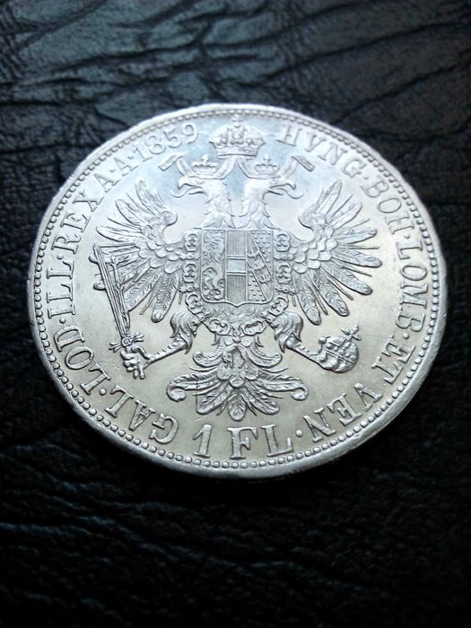 1 Флорин 1859 година Австроунгария , Франц Йосиф I сребро
