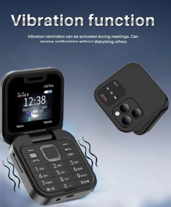 Сгъваем мобилен телефон i16 Pro – 2 SIM, камера, фенерче, FM радио