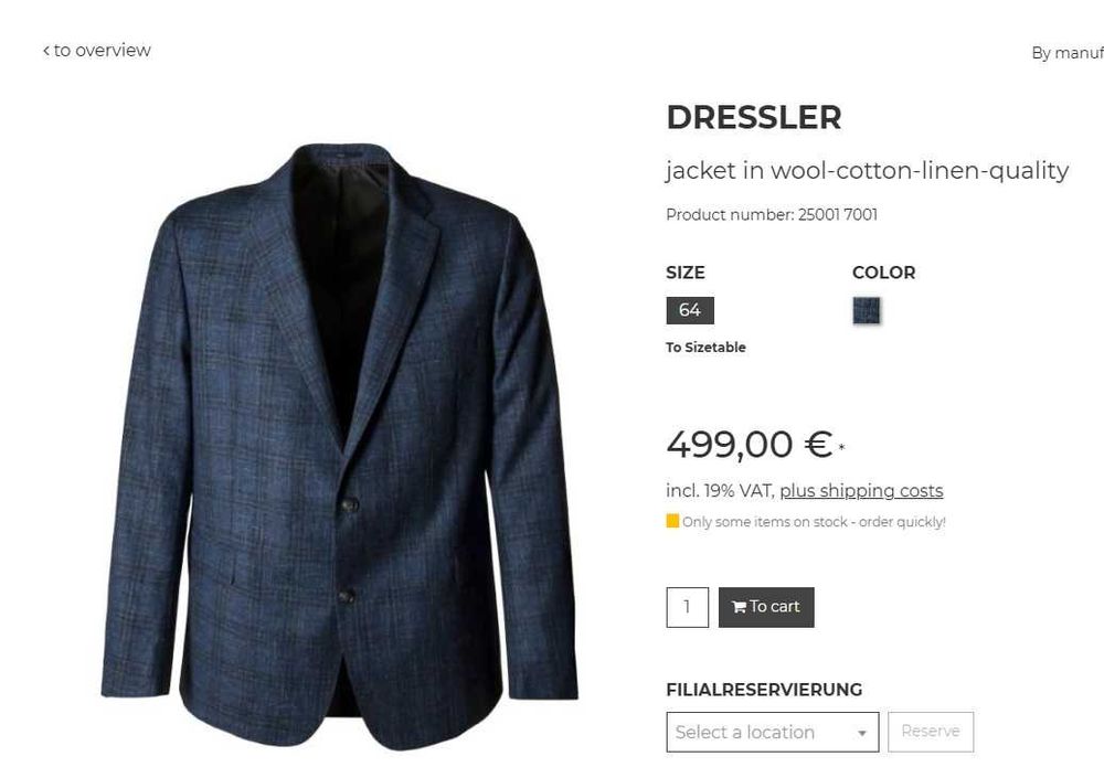 Sacou blazer 52 XL de lux Eduard Dressler lana premium super 100's