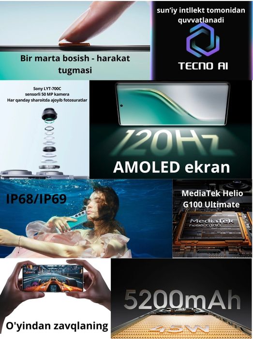Sotaman yoki obmen Tecno camon 40 pro 8/256 4g yengi polniy komplekt