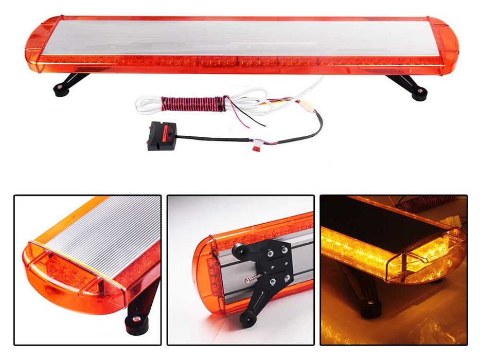 Rampă girofar LED 118cm 88 LED 12-24V – 15 moduri, profesională