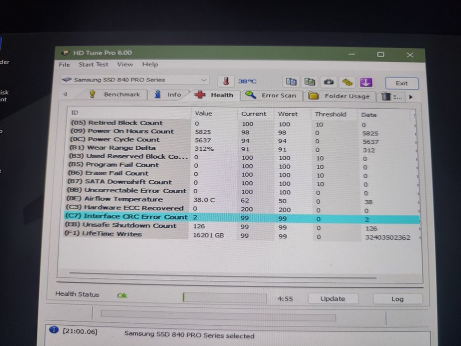 SSD Samsung 840 PRO 256GB MLC – 91% Health – Testat