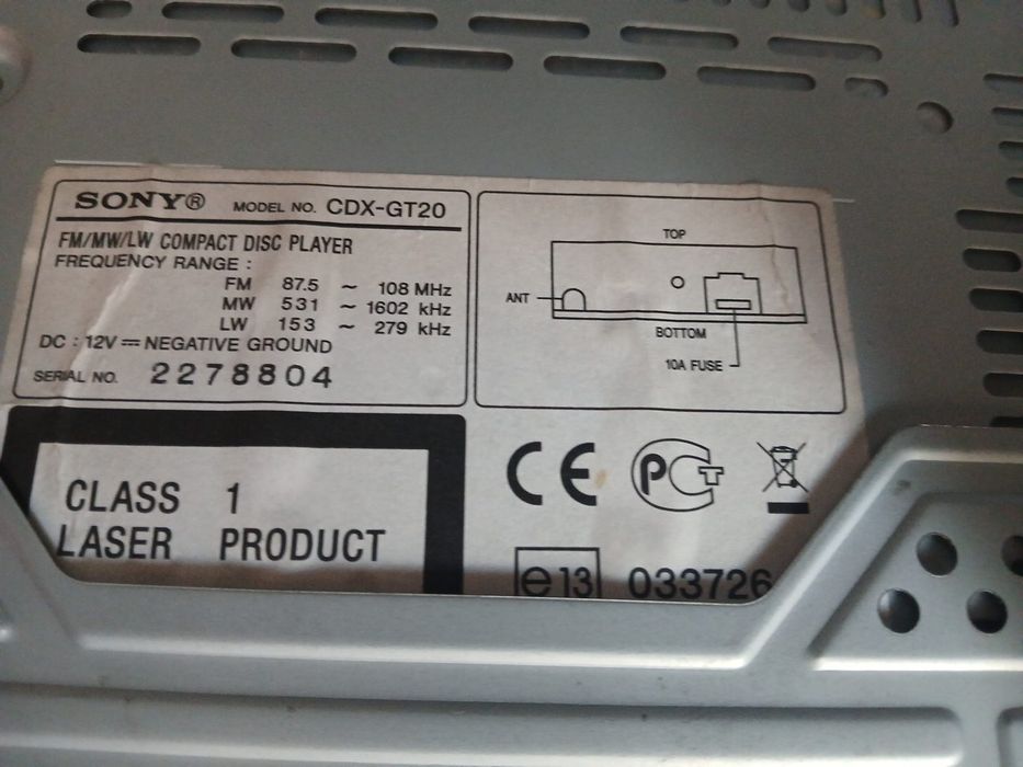 Sony CDX-GT20 radio auto