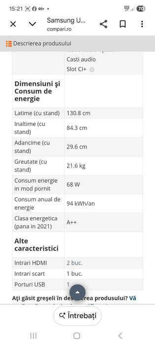 Vand samsung smart 58 inci cu telecomanda