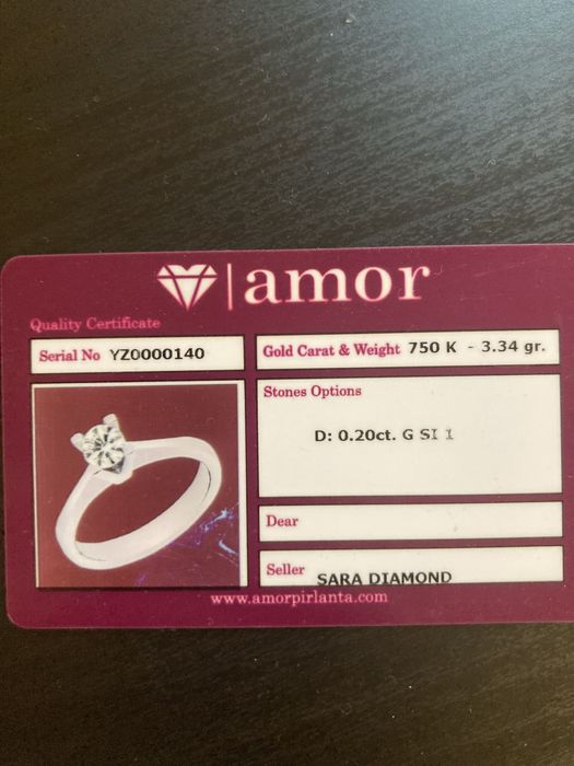 Inel aur alb 18k + diamant 0,20ct