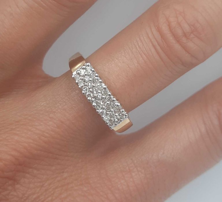 Superb inel vintage din aur de 14 k si 27 diamante naturale 0.30 ct