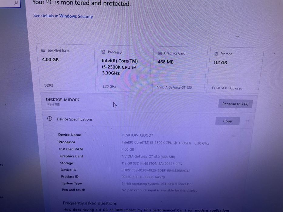 Kit placa de baza, i5 2500k, 4gb mem,ssd 120, video gt430 512mb