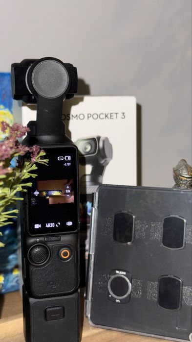DJI Osmo Pocket 3 – Отлично състояние + Комплект филтри Telesin (ND/CPL)  (В ГАРАНЦИЯ ДО 2027)