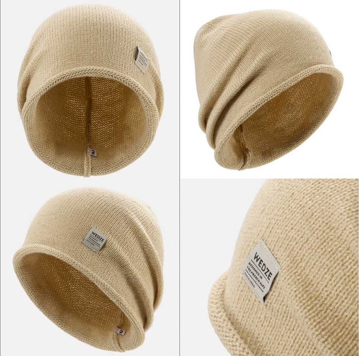 Бежевая шапка шапка-бини beanie унисекс