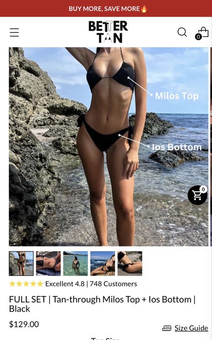 Full SET иновативен tan-trough Бански - Milos top, los Bottom + шал