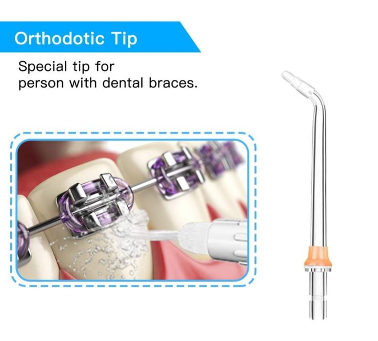 Електрически зъбен душ, четка за зъби, почистване на език, брекети