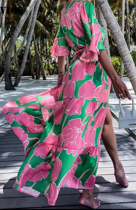 rochie vaporoasa roz verde