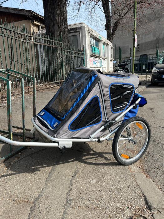 Trailer remorcă bicicletă pliabilă pentru copii, cu suspensie