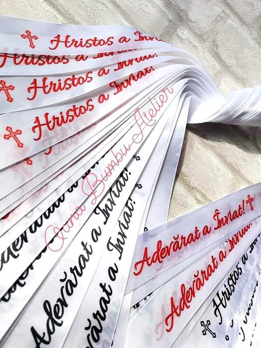 Set 10 buc Panglica text lumanari Paste ,,Hristos a Inviat...