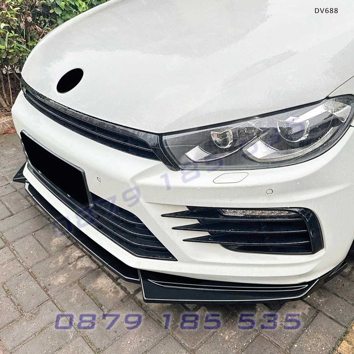 Лип спойлер предна броня VW Scirocco MK3.5 R 2015+ черен гланц DV688 тунинг добавка предна броня широко tuning dobavka predna bronq