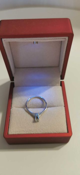 Inel aur alb cu diamant, cadou special/logodnă