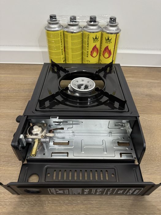 Къмпинг Газов Котлон - с Изход към Голяма Газова Бутилка и 4 Бутилки