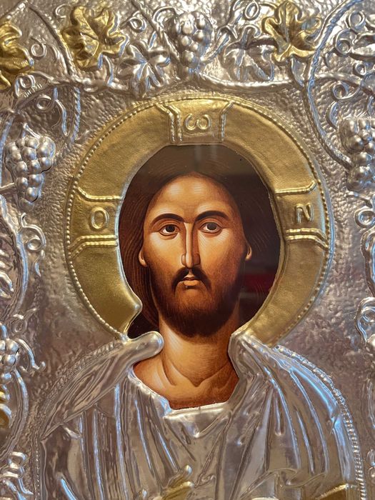 icoana argintata icoana veche dim 30x40 icoana veche icoana argintata