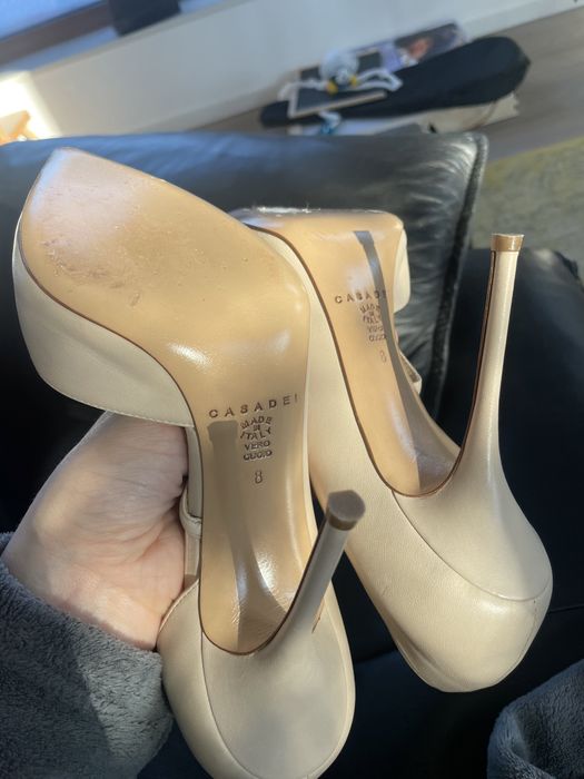 Pantofi toc 38 Casadei stiletto crem mireasa