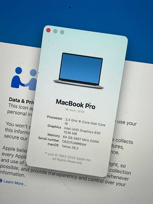 MacBook Pro 16” (2019) Touch Bar | i9 | 64GB RAM | 2TB SSD