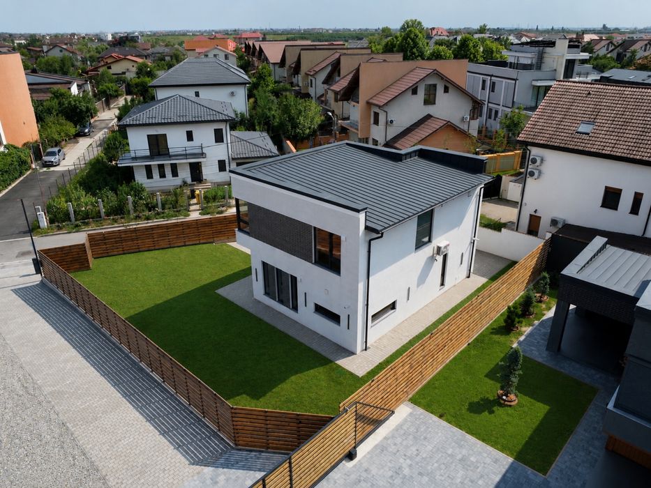 Casa nzeb in mogosoaia langa padure zona frf cu pompa de caldura si panori fotovoltaice premium teren 411 mp