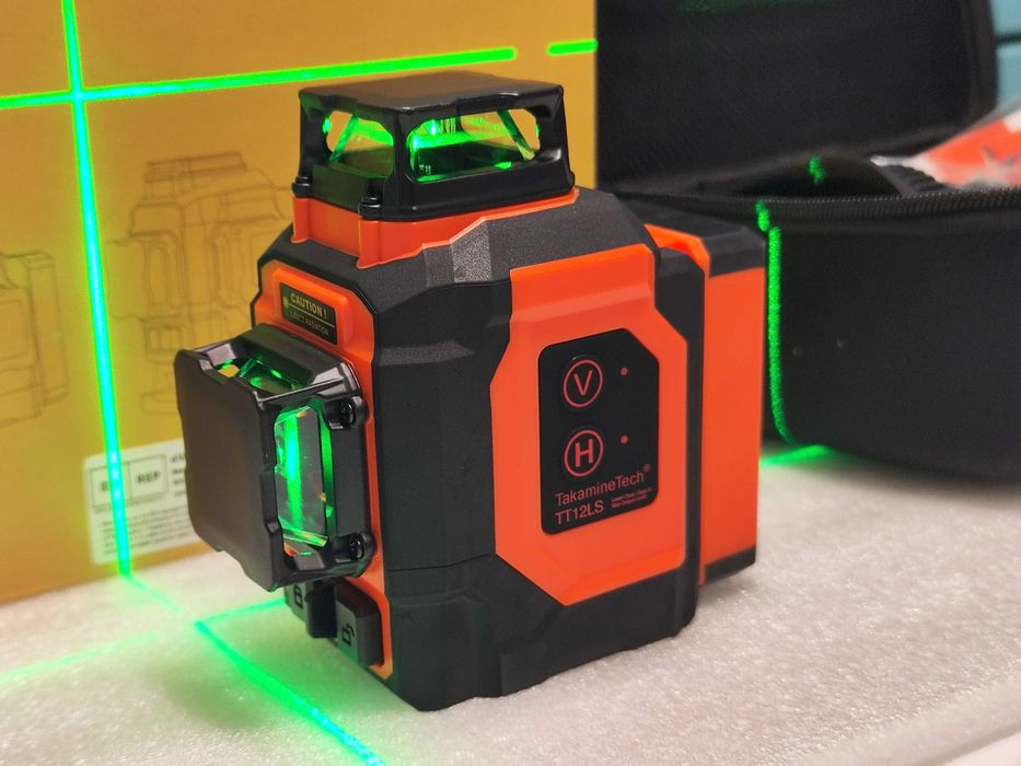 TakamineTech 3D зелен лазерен нивелир 12 линии с дистанционно