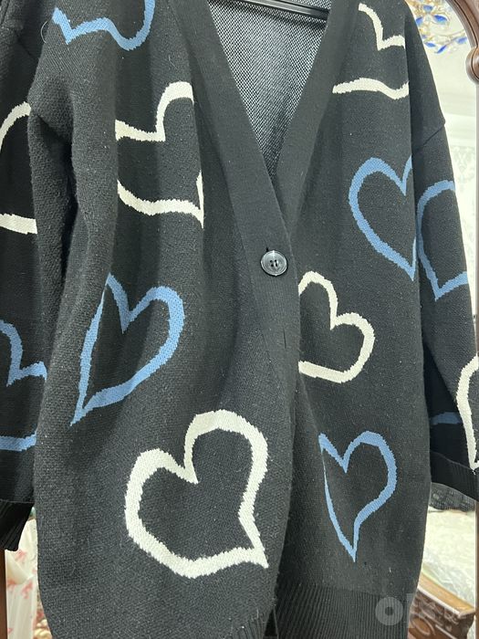 Tugmachali trikotaj oversize kardigan