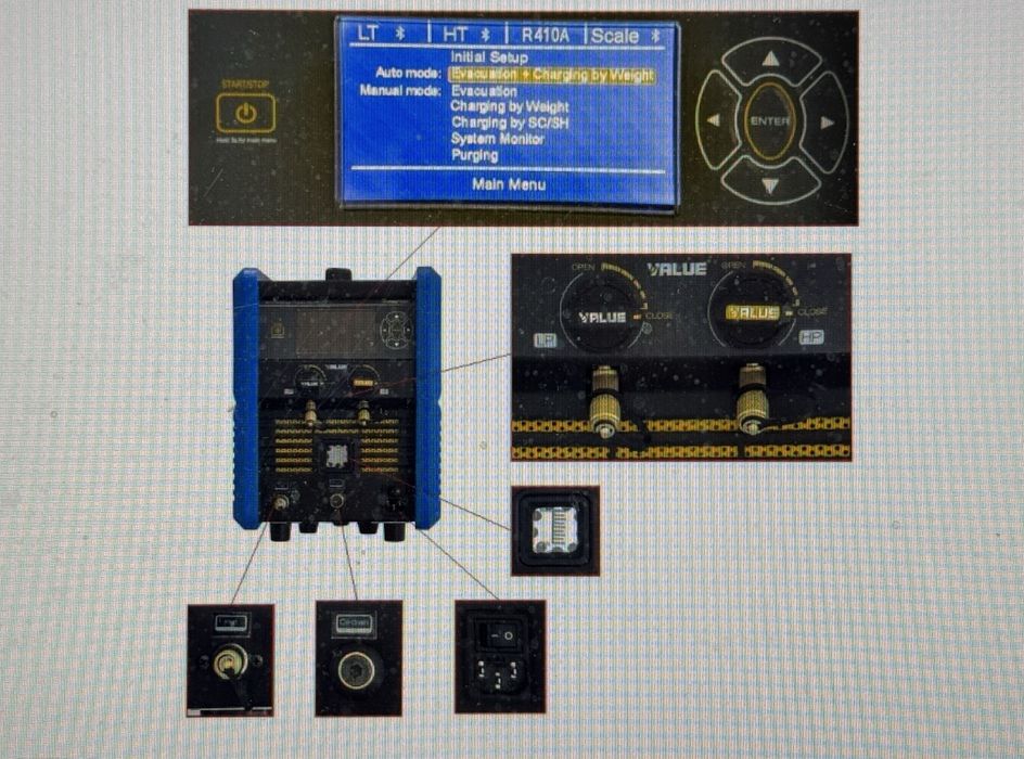 Pompa vid testare vacuum value vrc-6100d incarcare refrigerant cantar