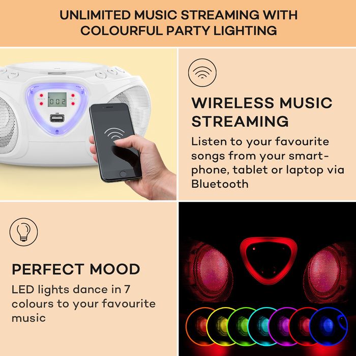 Boombox  радио, Светлинно шоу, CD плейър, Bluetooth 5.0