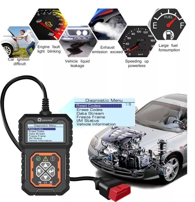 Tester Diagnoza Auto QUICKLYNKS OBD2 Scanare si Stergere Coduri Eroare