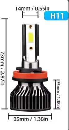 Лед крушки F10 MINI- Н11 за фарове 60W 8000L