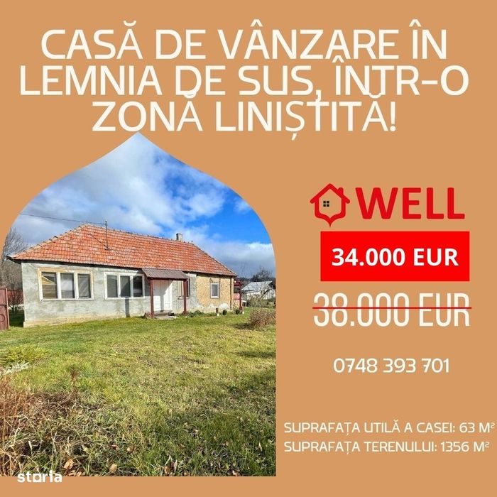 Casă de vânzare în Lemnia de Sus, într-o zonă liniștită!