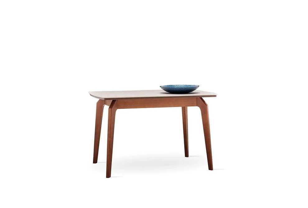 Трапезна маса за хранене 120 х 80 цвят орех/лен