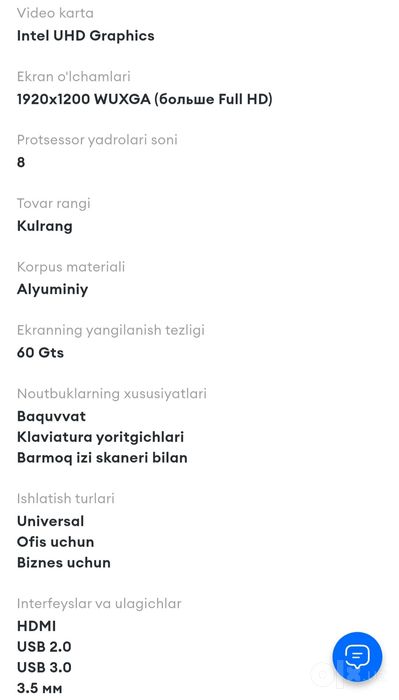 Noutbuk Lenovo Thinkbook 1 yillik kafolati bilan 2 oy ishlatilgan yang
