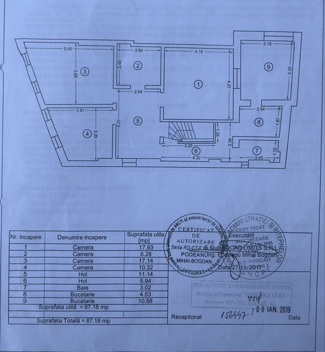 Apartament (casa nationalizata) etaj 2/2