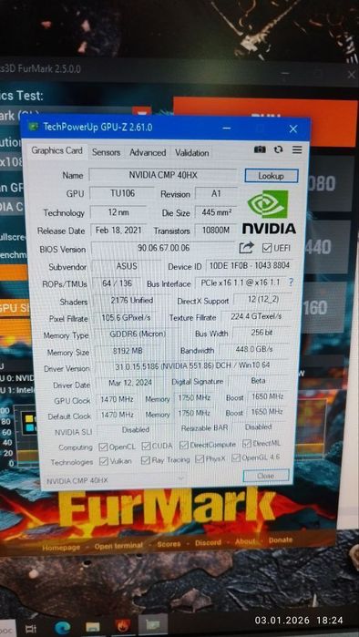 Видеокарта Asus CMP 40HX 8GB