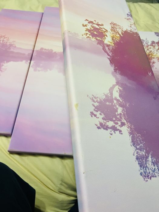 Tablou Multicanvas 7 Piese Peisaj Lacul violet, 70 × 140 cm