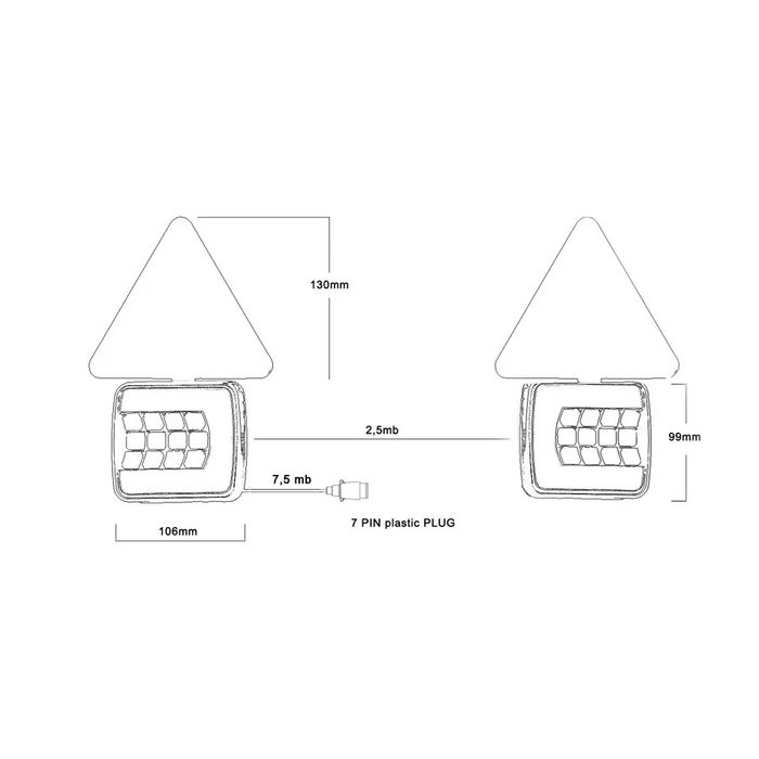 Set lampi triple lumini instalatie electrica remorca kamar L1853 led