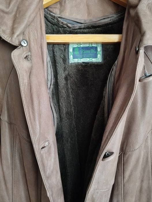 Плащ-пальто кожаный женский