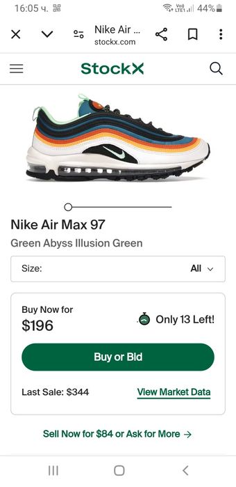 Nike Air Max 97 UK 8 US 9 Mens / 42.5/27см ОРИГИНАЛ! Мъжки Маратонки!