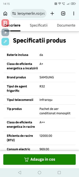Aer conditionat Samsung AR12TXHQBWKNEU, 12000 BTU A++, NOU., Sigilat.