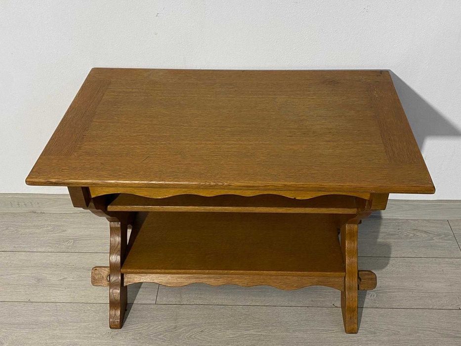 Masă de Cafea 82x50 cm; Măsuță Solidă din Lemn de Stejar