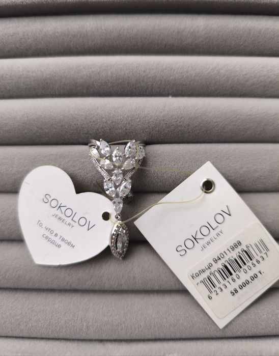 Кольцо серебряное с фианитами