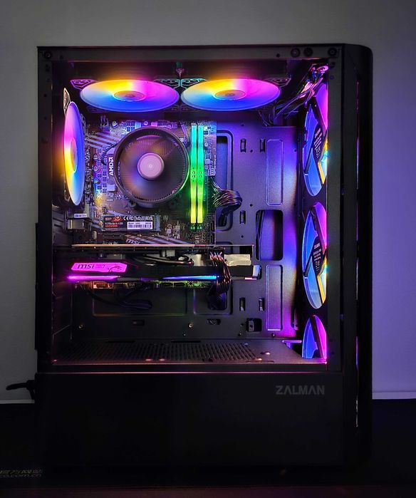 Гаранция! Геймърски компютър! GTX1660 SUPER, Ryzen 5 5500, 16GB RAM,