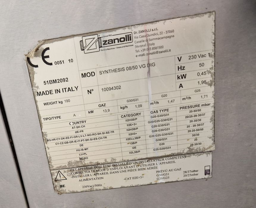 Cuptor Pizza Covrigi Tunel Gaz Zanolli Synthesis 08/50