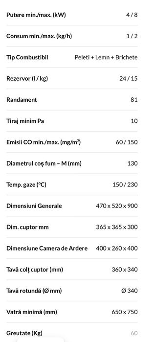 Sobă pe lemne și peleți cu plită ECO PLUS