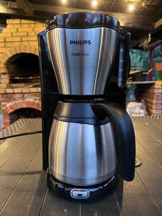 Filtru de Cafea Philips Café Gaia HD7546/20, 1.2L, 1000W, Cană Termică Inox – Stare Excelentă