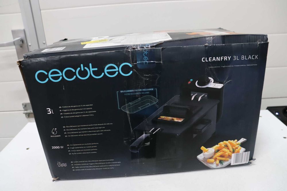 Фритюрник Cecotec CleanFry 3L 2000 W, неръждаема стомана, филтър OilCleaner, който поддържа олиото чисто, 3 литра